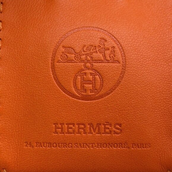 HERMES SacOrange Bag Charm Lambskin Feu/Gold - Picture 7 of 9